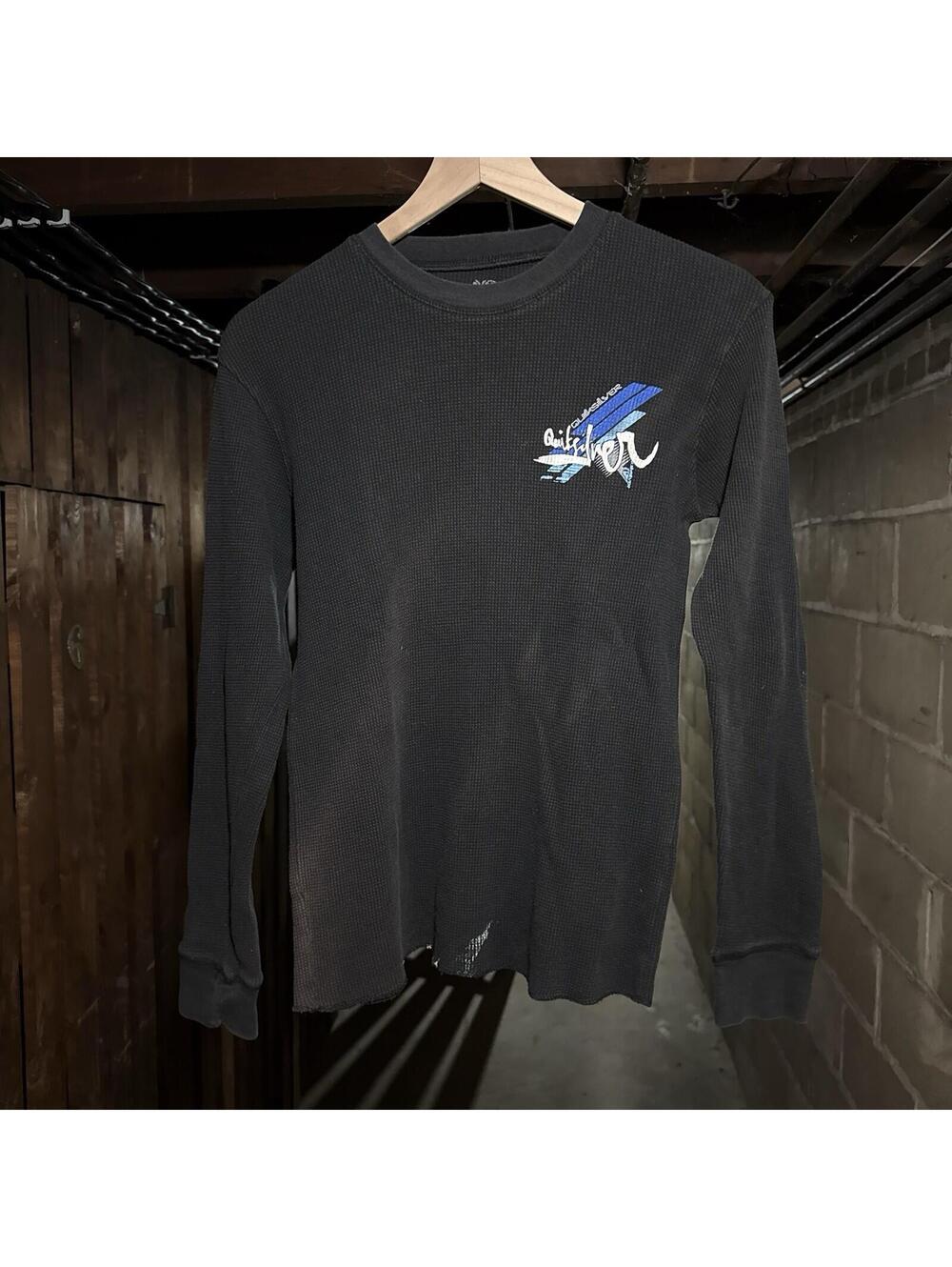 Quiksilver XL Black Waffle Thermal Long Sleeve Surf Shirt